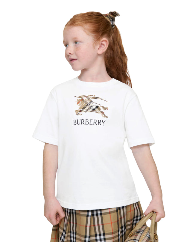 kids atelier burberry White Knight Check Cotton T-shirt