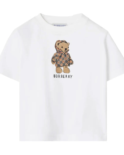 kids atelier burberry White Bear-Print Cotton T-shirt