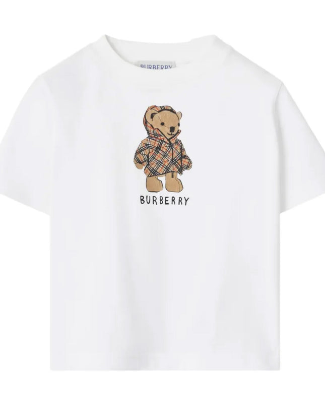kids atelier burberry White Bear-Print Cotton T-shirt