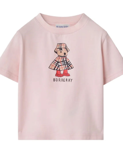 kids atelier burberry Pink Logo Bear Cotton T-shirt