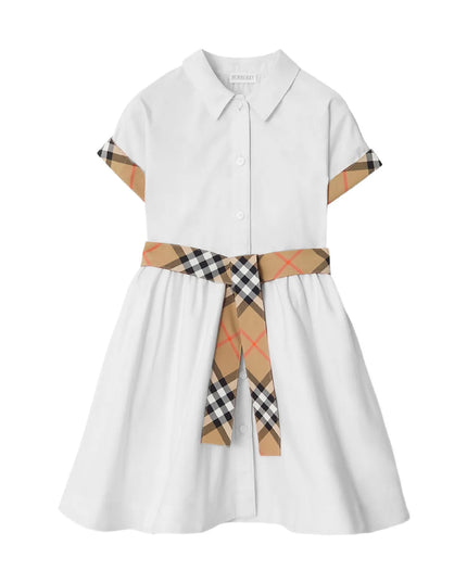 kids atelier Burberry White Check-Trim Shirt Dress