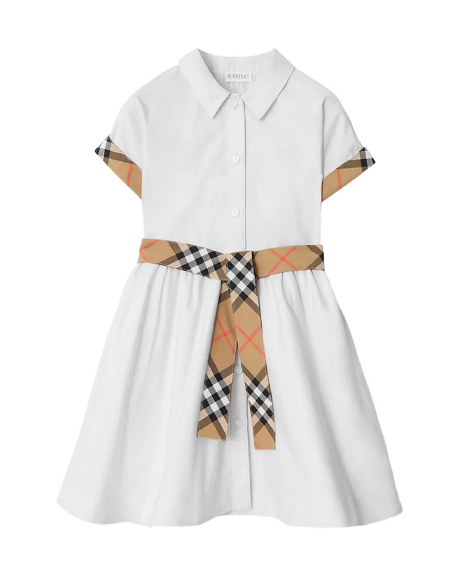 kids atelier Burberry White Check-Trim Shirt Dress