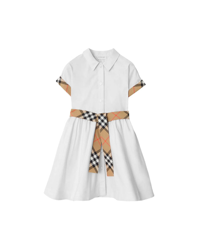 kids atelier Burberry White Check-Trim Shirt Dress