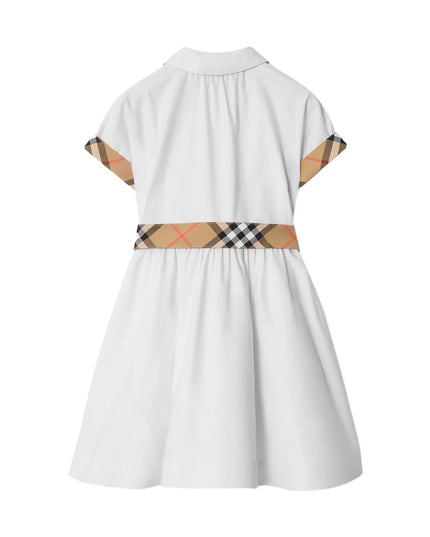 kids atelier Burberry White Check-Trim Shirt Dress