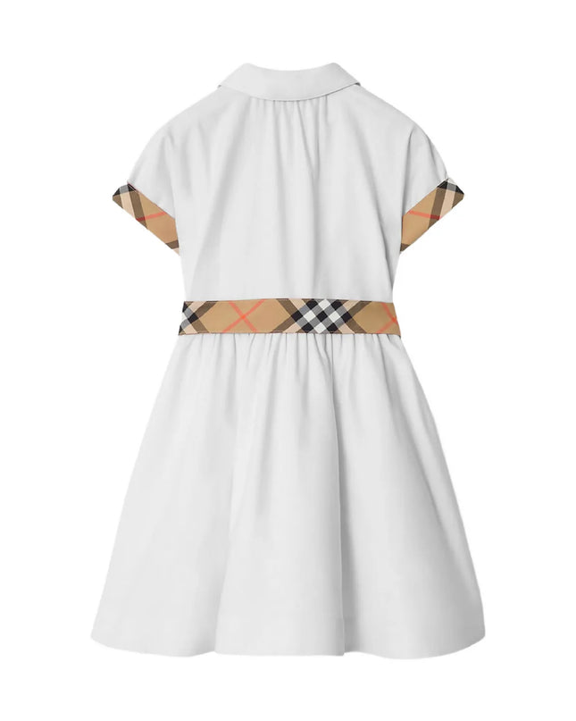 kids atelier Burberry White Check-Trim Shirt Dress