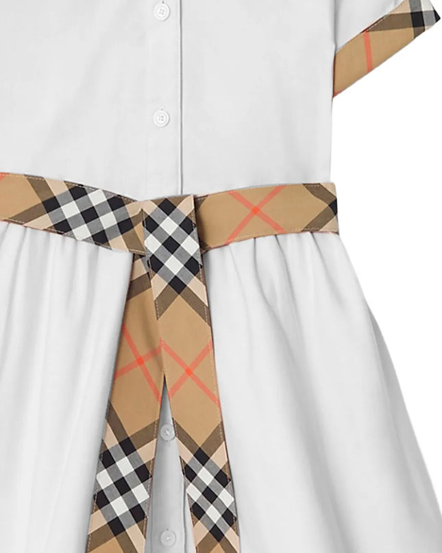 kids atelier Burberry White Check-Trim Shirt Dress