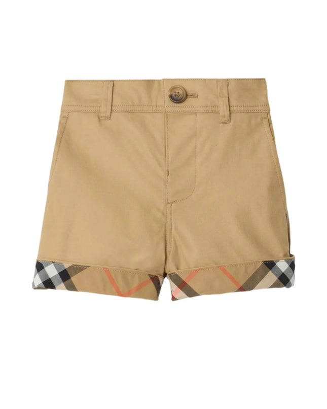 kids atelier burberry Beige Check Turn-Up Shorts