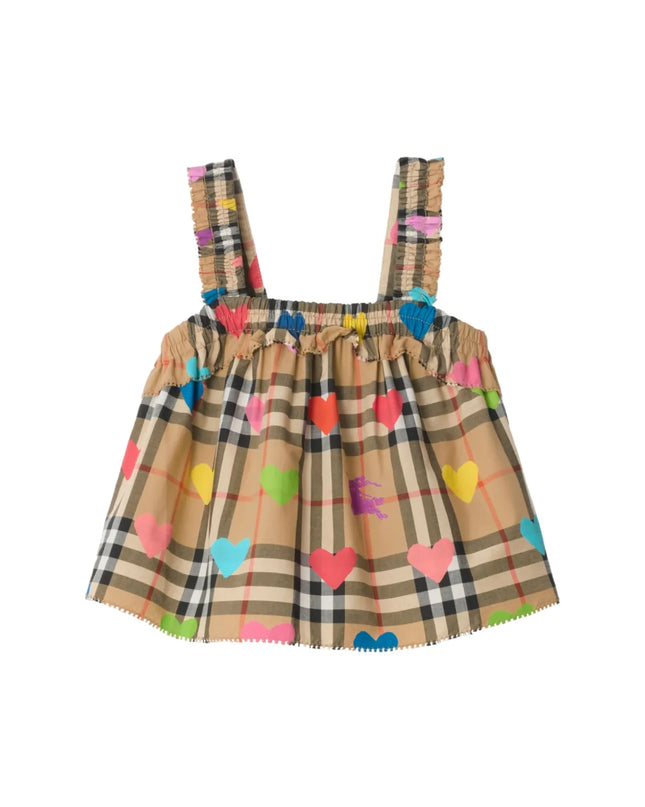 kids atelier Burberry Colored Heart Checked Top