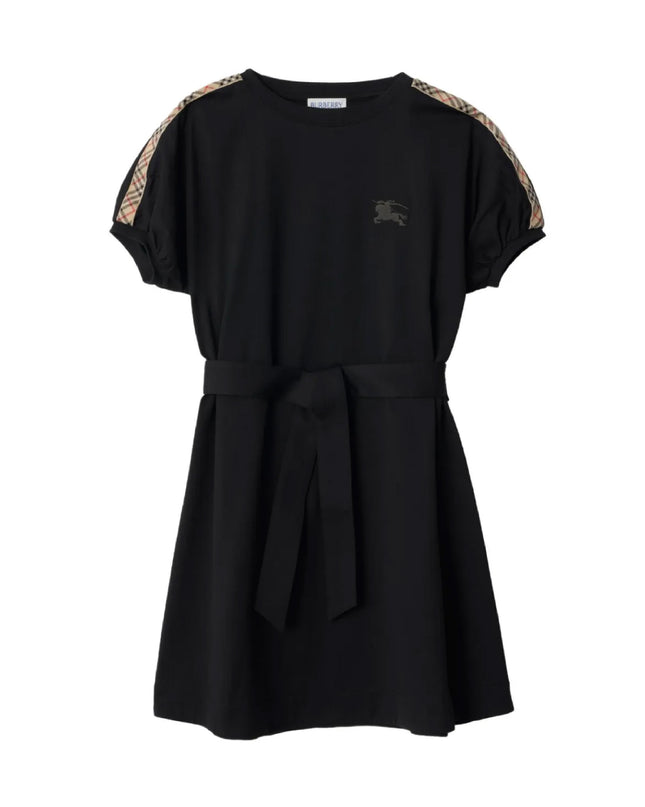 kids atelier burberry Checked-Trim Embroidered-Equestrian Design Dress