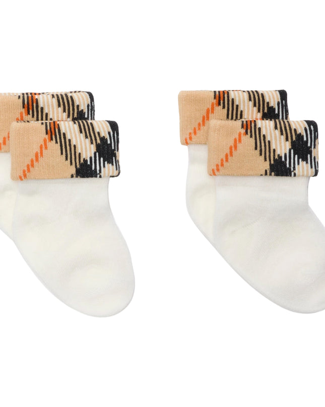 kids atelier burberry Sand Beige Check Cotton Sock Set