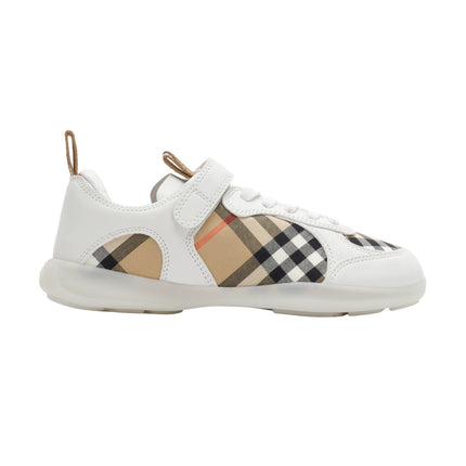 kids atelier burberry White Check and Leather Matrix Sneakers