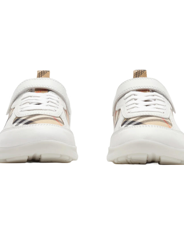 kids atelier burberry White Check and Leather Matrix Sneakers