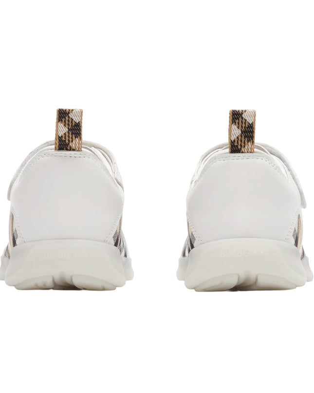 kids atelier burberry White Check and Leather Matrix Sneakers