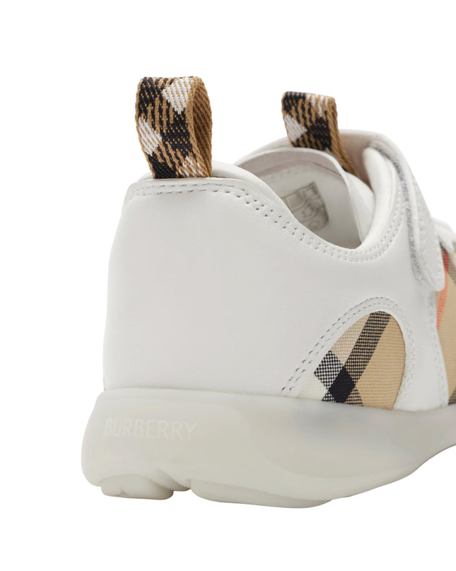 kids atelier burberry White Check and Leather Matrix Sneakers