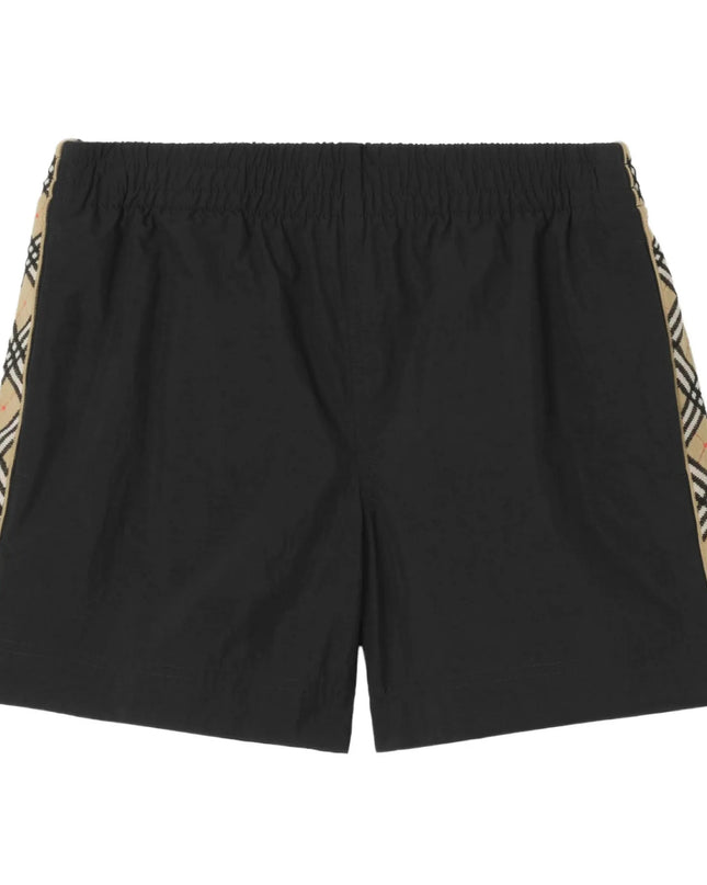 kids atelier burberry Black Check Trim Swim Shorts