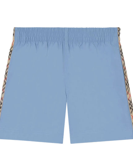 kids atelier burberry Corn Flower Blue Check Trim Swim Shorts