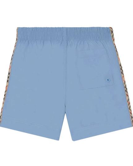 kids atelier burberry Corn Flower Blue Check Trim Swim Shorts