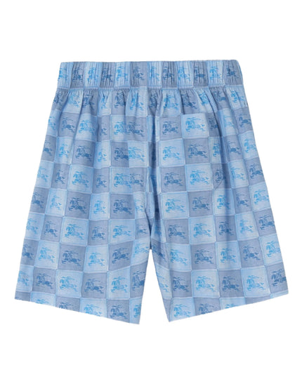 kids atelier burberry Corn Flower Blue EKD Checkerboard Cotton Shorts