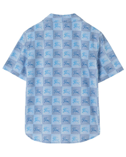 kids atelier burberry Cornflower Blue EKD Checkerboard Cotton Shirt