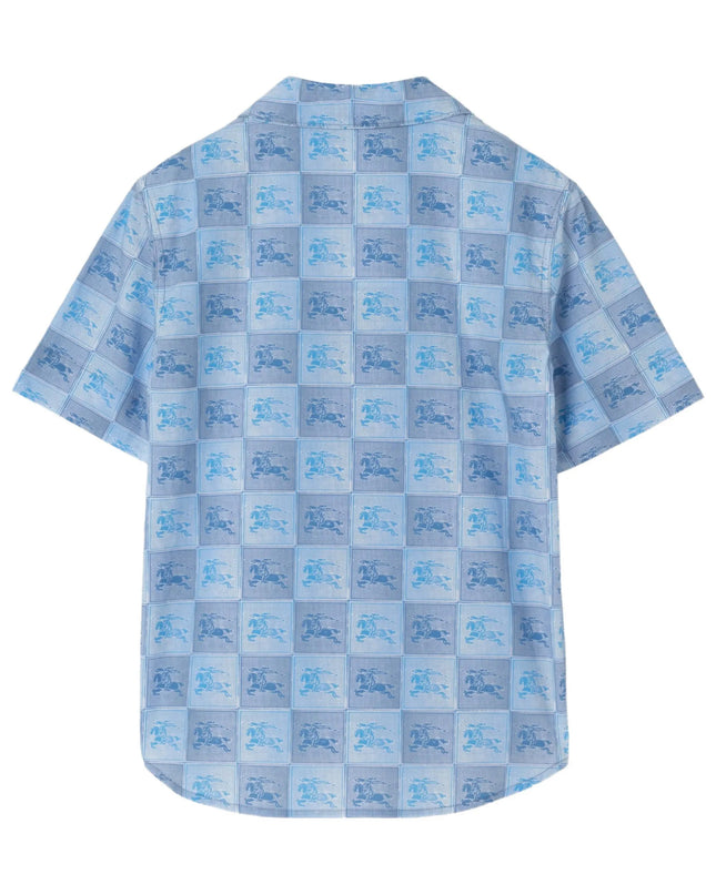 kids atelier burberry Cornflower Blue EKD Checkerboard Cotton Shirt