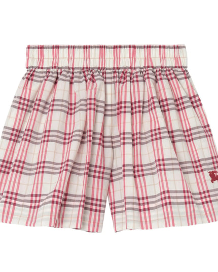 kids atelier burberry  Aubergine Purple Check Cotton Shorts
