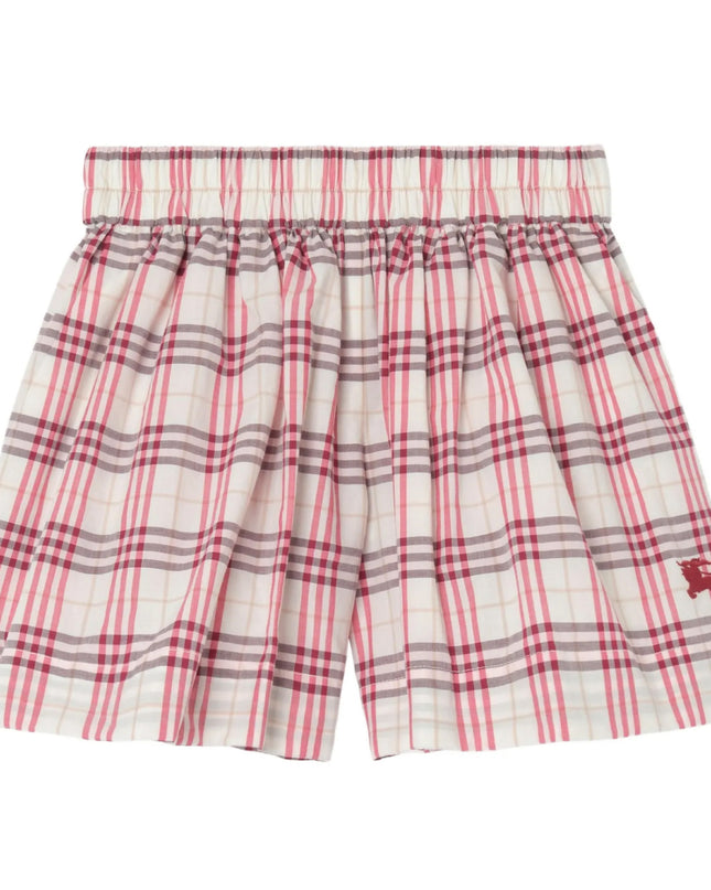 kids atelier burberry  Aubergine Purple Check Cotton Shorts