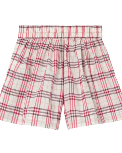 kids atelier burberry  Aubergine Purple Check Cotton Shorts