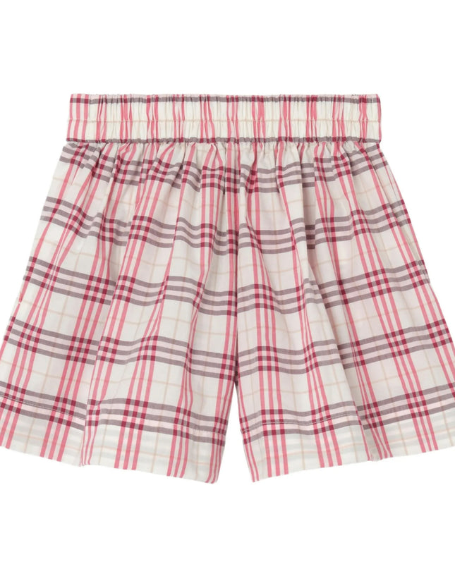kids atelier burberry  Aubergine Purple Check Cotton Shorts