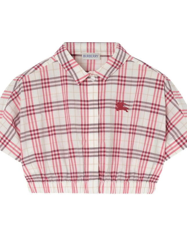 kids atelier burberry Aubergine Purple Check Cotton Shirt