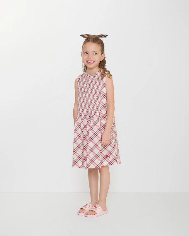 kids atelier burberry Aubergine Purple Check Cotton Dress