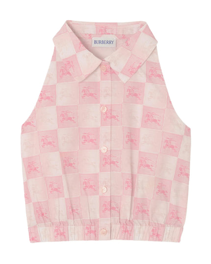 kids atelier burberry Peony Pink EKD Checkerboard Cotton Shirt