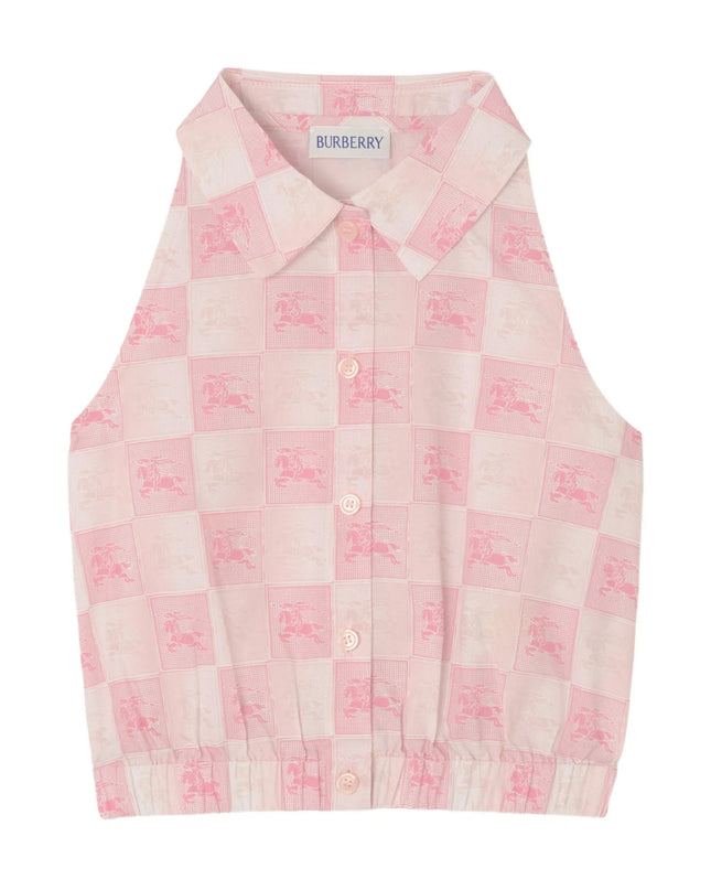 kids atelier burberry Peony Pink EKD Checkerboard Cotton Shirt