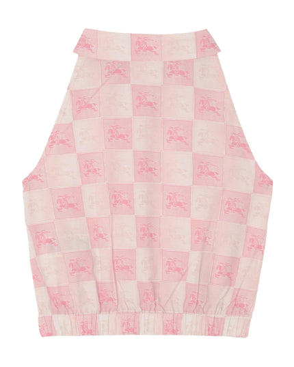 kids atelier burberry Peony Pink EKD Checkerboard Cotton Shirt