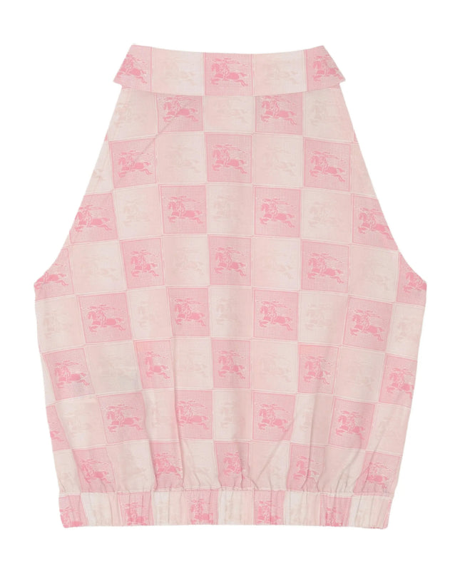 kids atelier burberry Peony Pink EKD Checkerboard Cotton Shirt