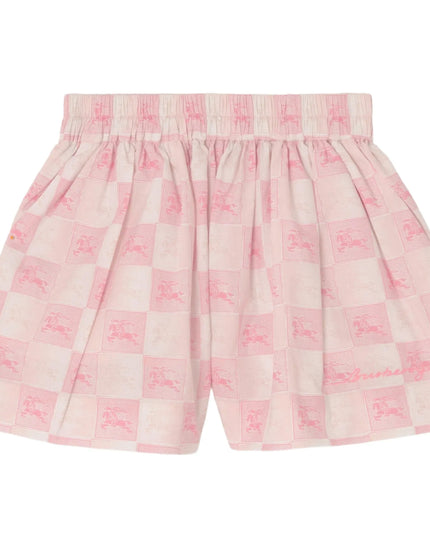 kids atelier burberry Peony Pink EKD Checkerboard Cotton Shorts
