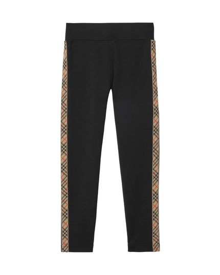 kids atelier burberry Black Check Trim Nylon Leggings