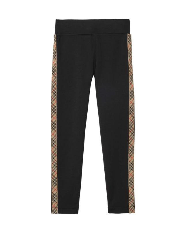 kids atelier burberry Black Check Trim Nylon Leggings