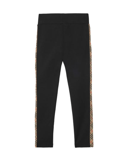 kids atelier burberry Black Check Trim Nylon Leggings