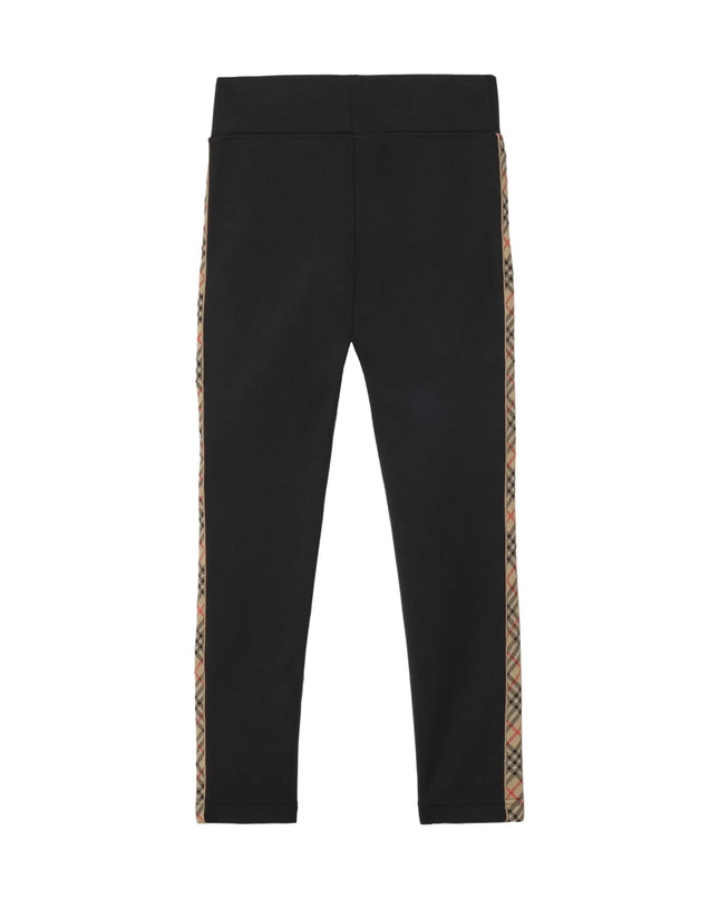 kids atelier burberry Black Check Trim Nylon Leggings