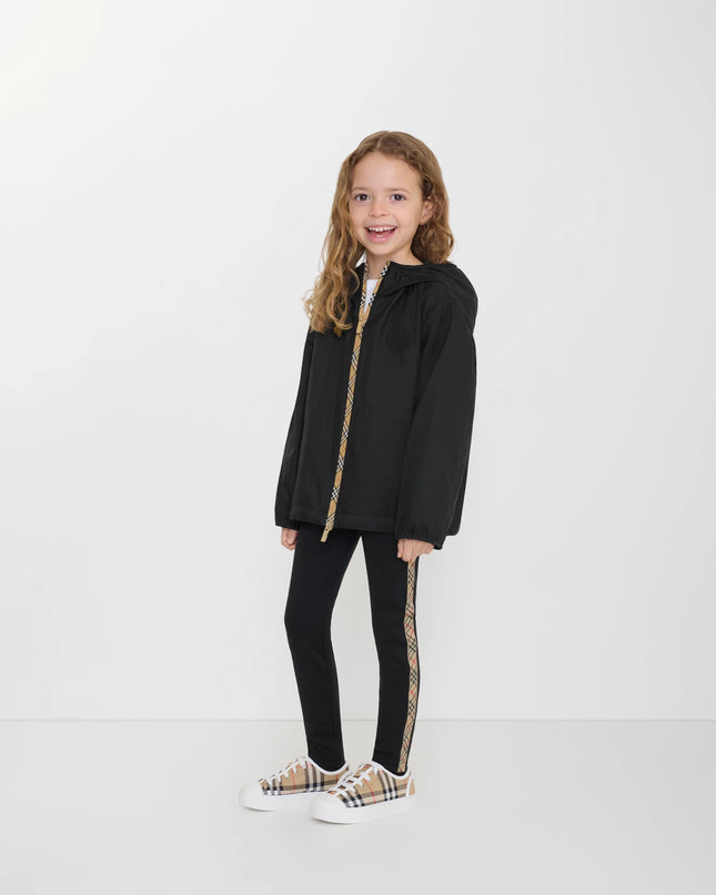 kids atelier burberry Black Check Trim Nylon Leggings