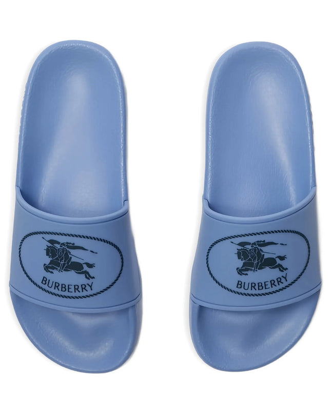 kids atelier burberry Blue Knight Stamp Slides