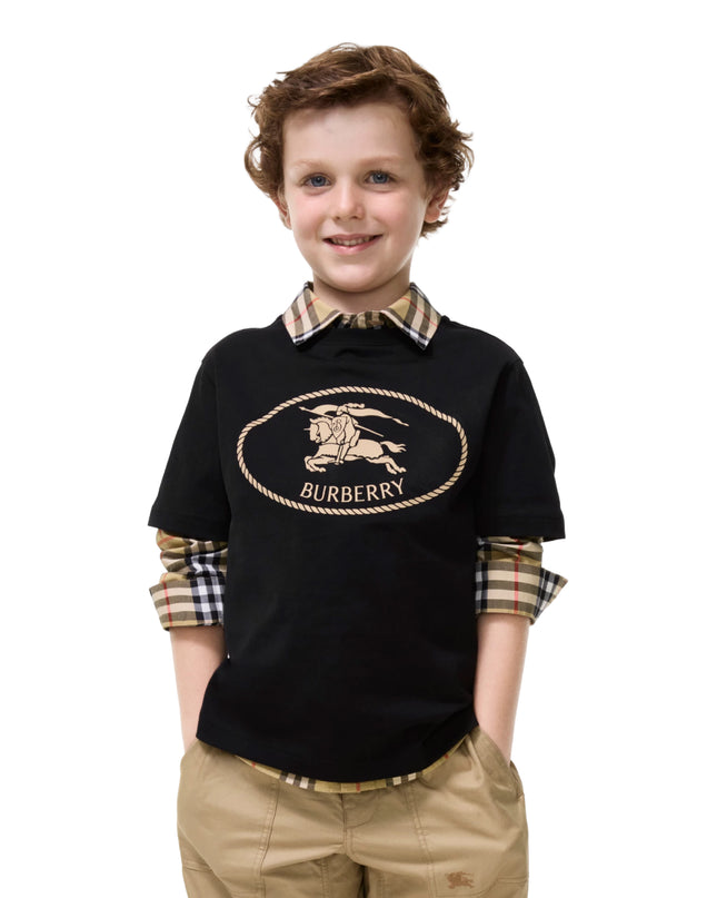 kids atelier burberry Black Knight Stamp Cotton T-shirt
