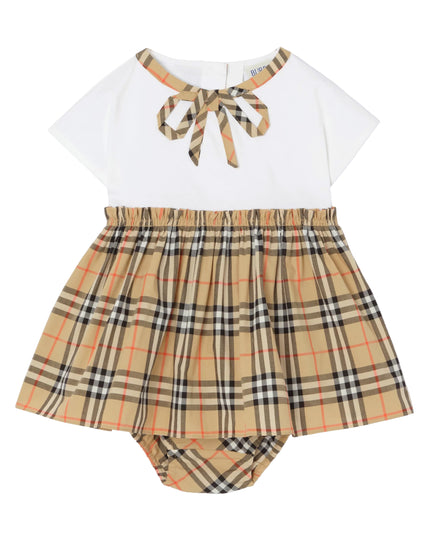 kids atelier burberry White Deborah Bow Plaid Dress