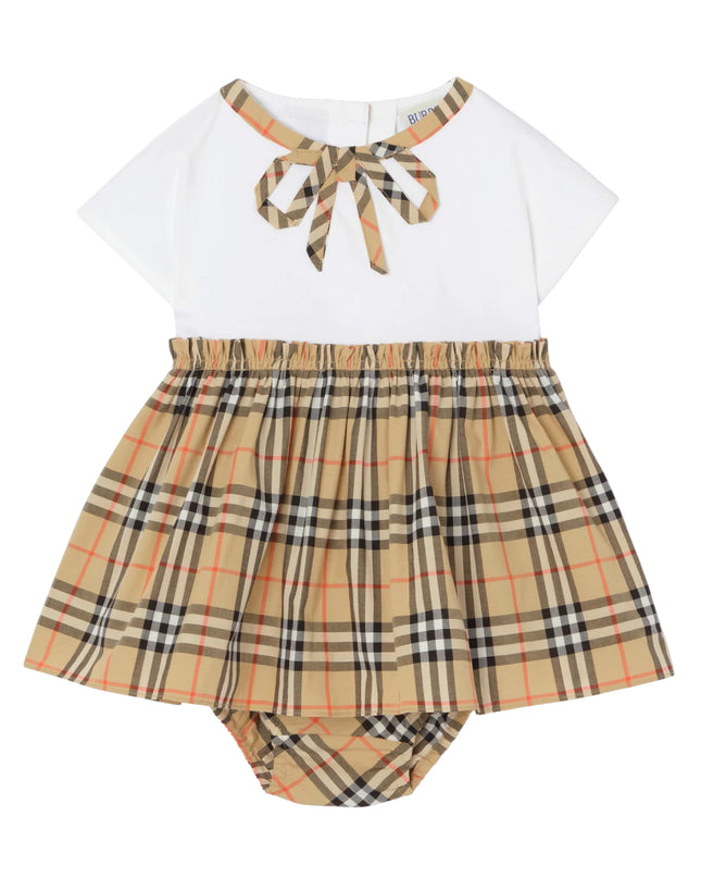 kids atelier burberry White Deborah Bow Plaid Dress