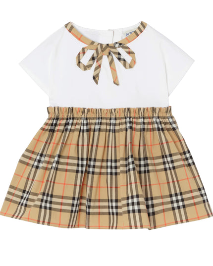 kids atelier burberry White Deborah Bow Plaid Dress