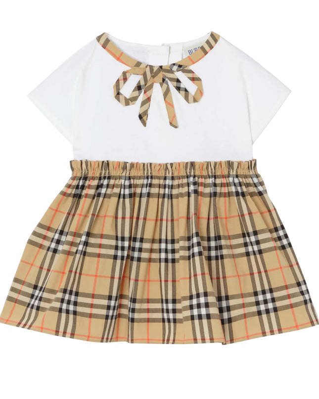 kids atelier burberry White Deborah Bow Plaid Dress