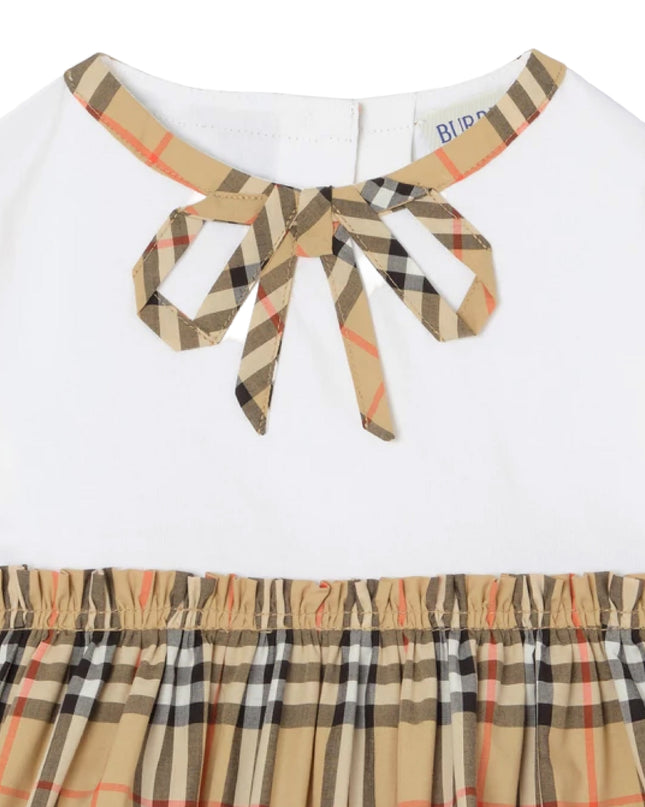 kids atelier burberry White Deborah Bow Plaid Dress