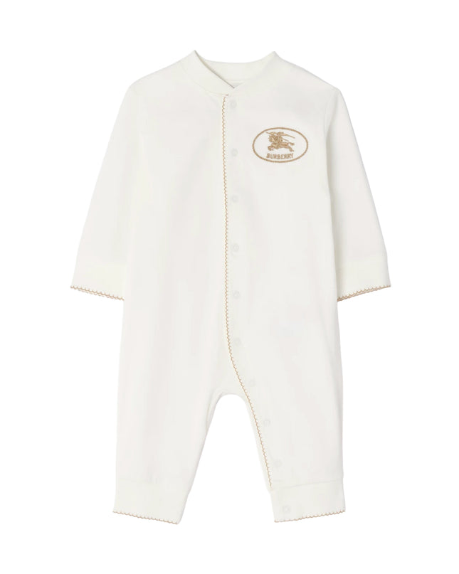 kids atelier burberry Chalk White Knight Stamp Cotton Jumpsuit