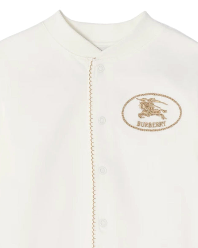kids atelier burberry Chalk White Knight Stamp Cotton Jumpsuit