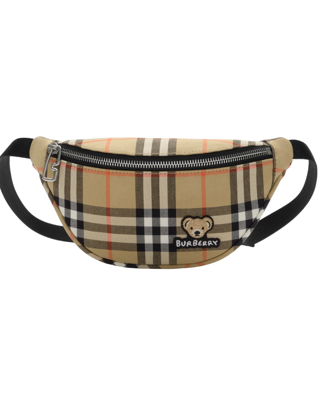 kids atelier burberry Sand Beige Check Cotton Canvas Belt Bag